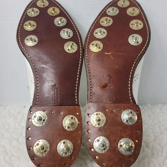 Vtg 70's Footjoy Classics Men's Size 9.5C Golf Shoes 51409 White Brogue Wingtip - Picture 10 of 10